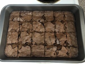 coffee brownies in a baking pan