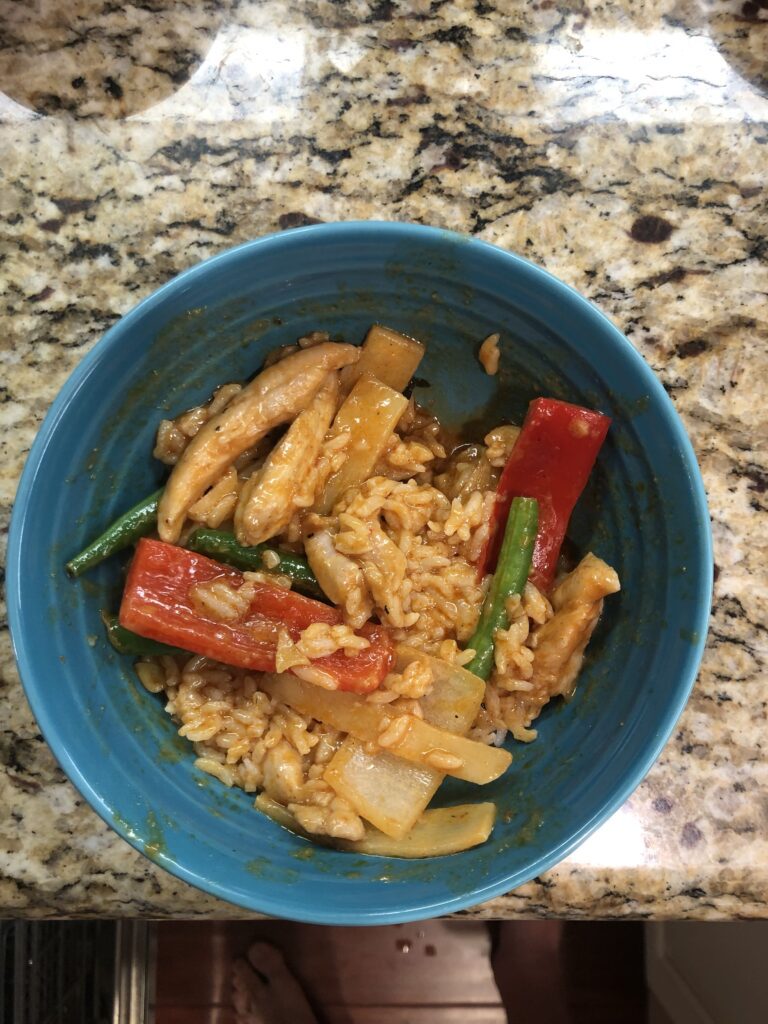 thai red curry in a bowl